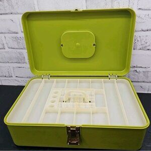 Vtg Wilson Double Layer Thread Caddy Bobbin Spool Case Green 12x7x4"